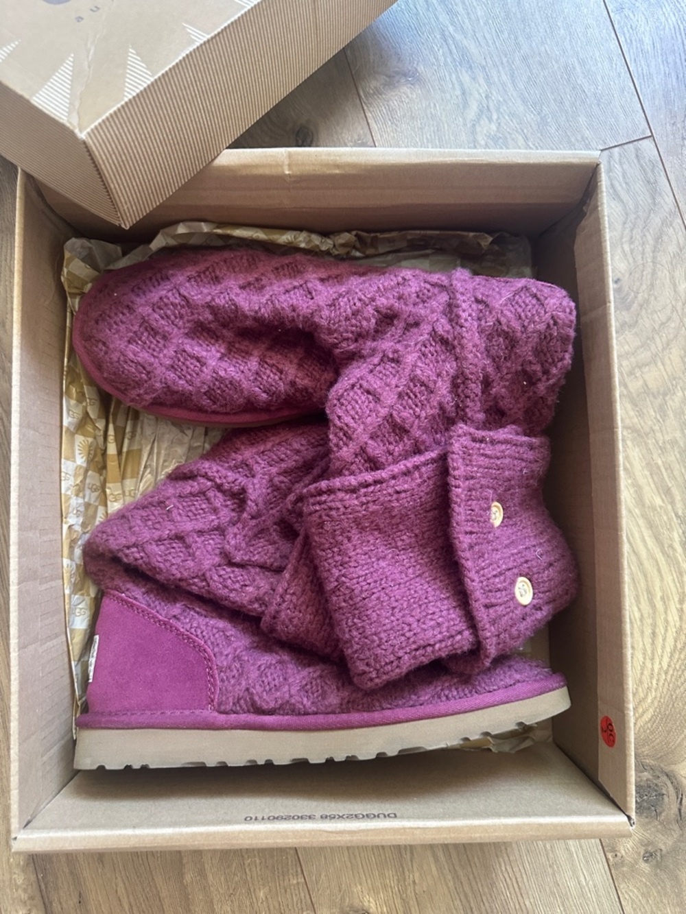 UGG Women's Knit Button Winter Boots in Berry